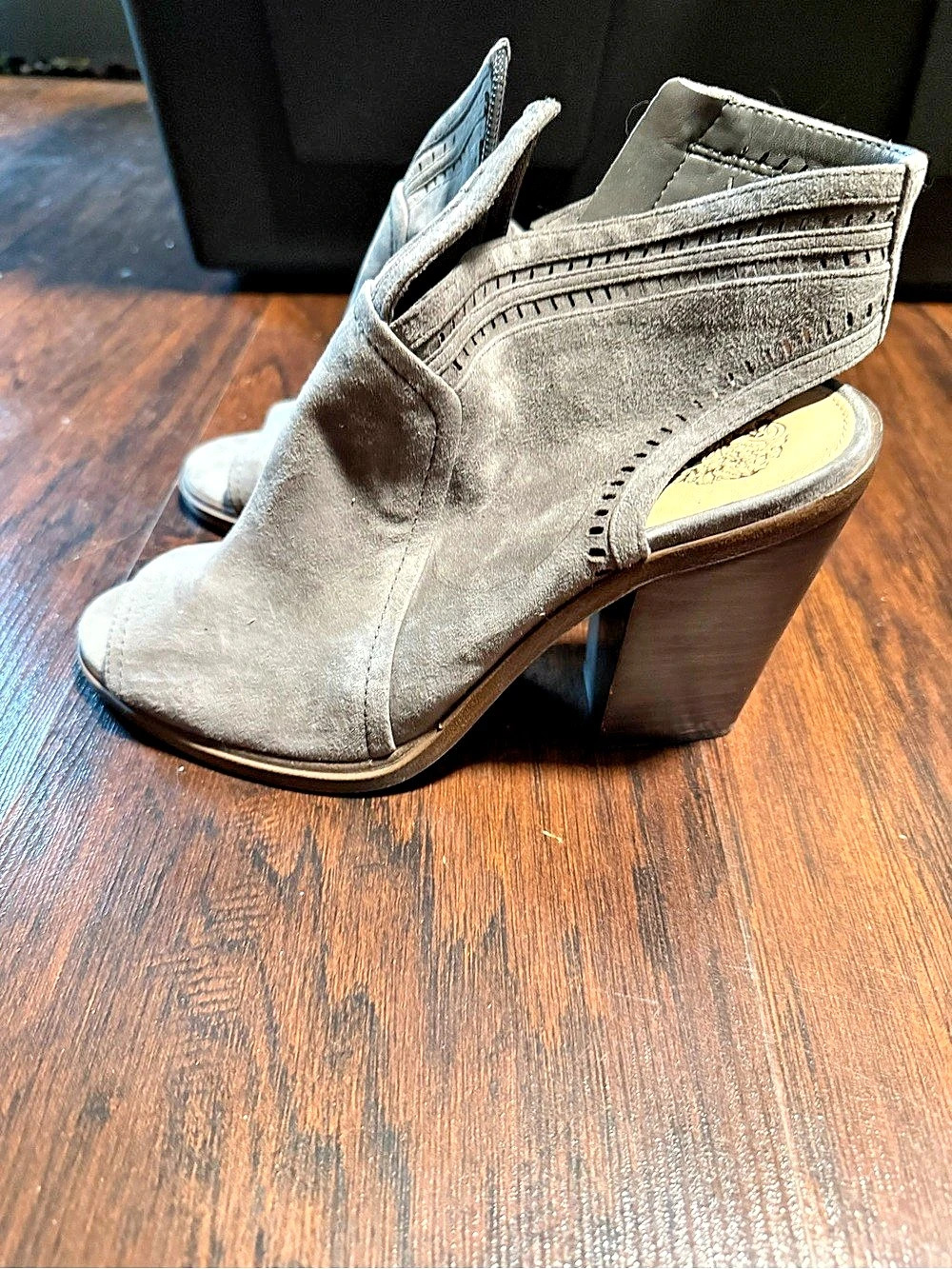 Vince Camuto Koral Gray Peep Toe Heels